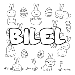 Coloring page first name BILEL - Easter background