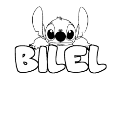 Coloring page first name BILEL - Stitch background
