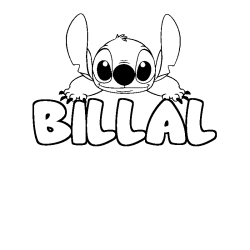 Coloring page first name BILLAL - Stitch background