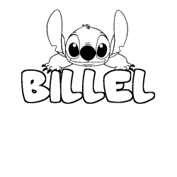 Coloring page first name BILLEL - Stitch background