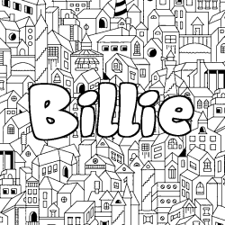 Coloring page first name Billie - City background