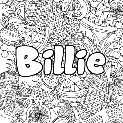 Coloring page first name Billie - Fruits mandala background