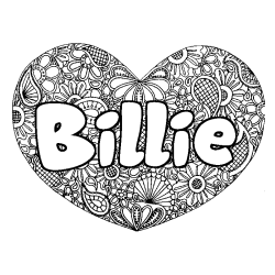 Coloring page first name Billie - Heart mandala background