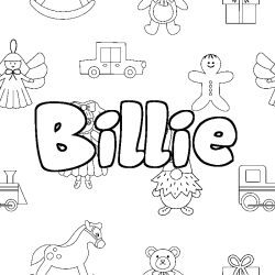 Coloring page first name Billie - Toys background