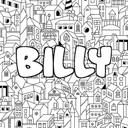 Coloring page first name BILLY - City background