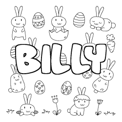 Coloring page first name BILLY - Easter background