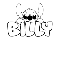Coloring page first name BILLY - Stitch background