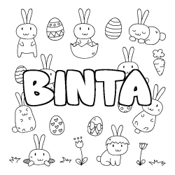 Coloring page first name BINTA - Easter background