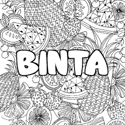 Coloring page first name BINTA - Fruits mandala background