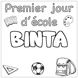 Coloring page first name BINTA - School First day background
