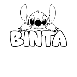 Coloring page first name BINTA - Stitch background