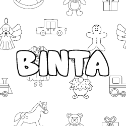 Coloring page first name BINTA - Toys background