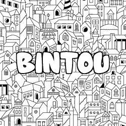 Coloring page first name BINTOU - City background