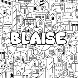 Coloring page first name BLAISE - City background