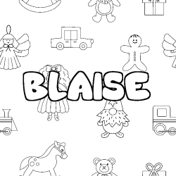 Coloring page first name BLAISE - Toys background