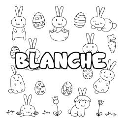 Coloring page first name BLANCHE - Easter background