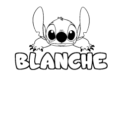 Coloring page first name BLANCHE - Stitch background