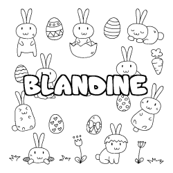 Coloring page first name BLANDINE - Easter background