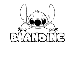 Coloring page first name BLANDINE - Stitch background