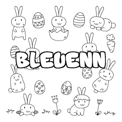 Coloring page first name BLEUENN - Easter background