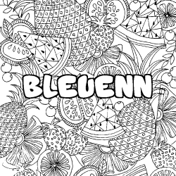 Coloring page first name BLEUENN - Fruits mandala background