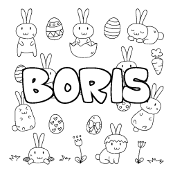Coloring page first name BORIS - Easter background