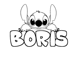 Coloring page first name BORIS - Stitch background