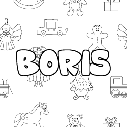 Coloring page first name BORIS - Toys background