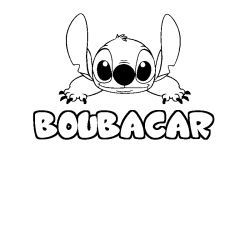 Coloring page first name BOUBACAR - Stitch background