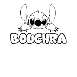 Coloring page first name BOUCHRA - Stitch background