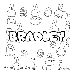Coloring page first name BRADLEY - Easter background