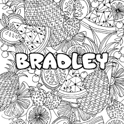 Coloring page first name BRADLEY - Fruits mandala background