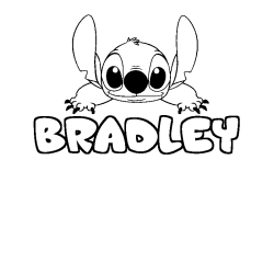 Coloring page first name BRADLEY - Stitch background