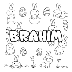 Coloring page first name BRAHIM - Easter background