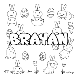 Coloring page first name BRAYAN - Easter background