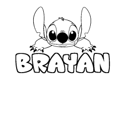 Coloring page first name BRAYAN - Stitch background