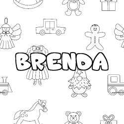 Coloring page first name BRENDA - Toys background