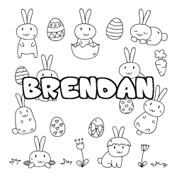 Coloring page first name BRENDAN - Easter background