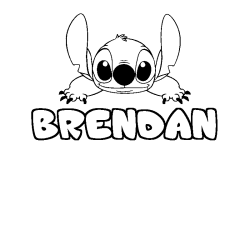 Coloring page first name BRENDAN - Stitch background