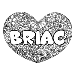 Coloring page first name BRIAC - Heart mandala background