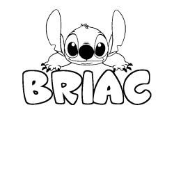 Coloring page first name BRIAC - Stitch background