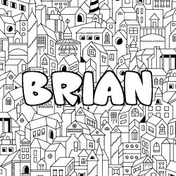 Coloring page first name BRIAN - City background