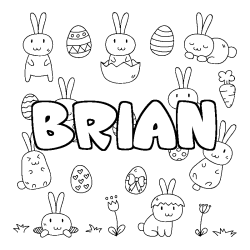 Coloring page first name BRIAN - Easter background