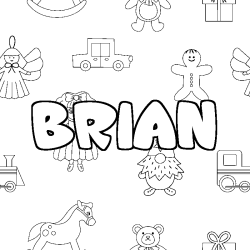 Coloring page first name BRIAN - Toys background