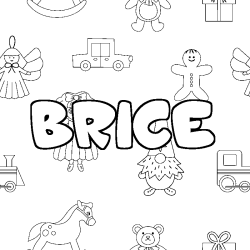 Coloring page first name BRICE - Toys background