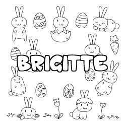 Coloring page first name BRIGITTE - Easter background