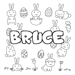 Coloring page first name BRUCE - Easter background