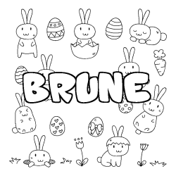 Coloring page first name BRUNE - Easter background