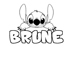 Coloring page first name BRUNE - Stitch background