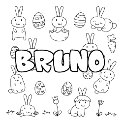 Coloring page first name BRUNO - Easter background